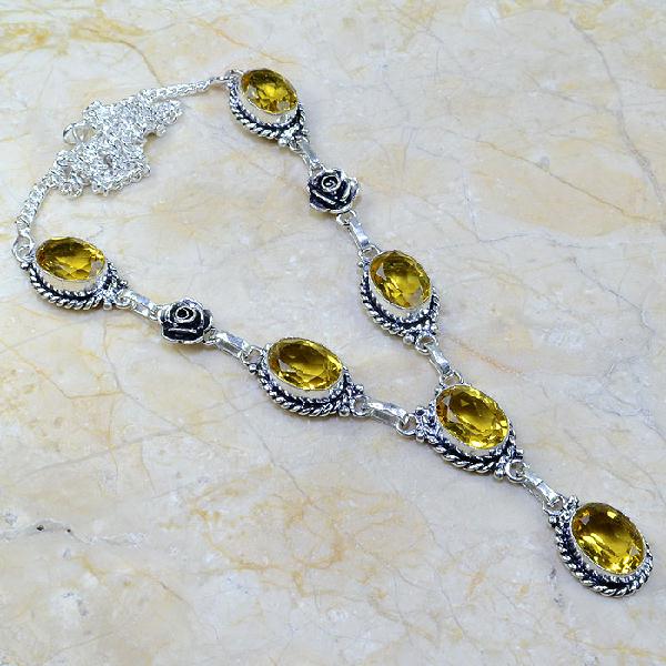 Ct 0093a collier sautoir parure citrine lemon citron argent 925 achat vente bijou