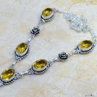 Ct 0093b collier sautoir parure citrine lemon citron argent 925 achat vente bijou