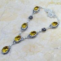 Ct 0093d collier sautoir parure citrine lemon citron argent 925 achat vente bijou