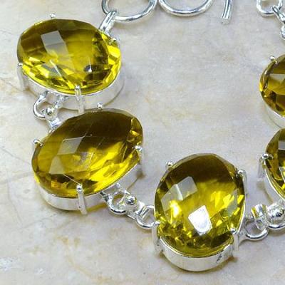 CT-0111 - Joli BRACELET 20 cm en argent 925 avec 5 CITRINES lemon citron pale - 214 carats - 42,8 gr