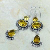 Ct 0115c boucles pendants oreilles citrine doree argent 925 achat vente bijoux