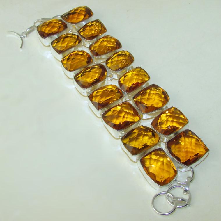 Ct 0119a bracelet citrine citron or doree argent 925 bijoux achat vente