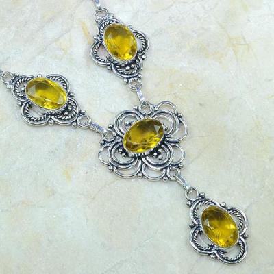 CT-0124 - Joli  COLLIER, PARURE, SAUTOIR avec 6 CITRINES dorées - 162 carats - 32,4 gr