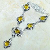 Ct 0124d collier sautoir parure citrine lemon citron argent 925 achat vente bijou