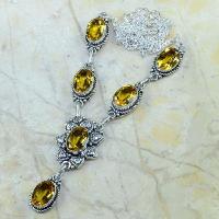 Ct 0133d collier sautoir parure citrine lemon citron argent 925 achat vente bijou