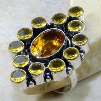 Ct 0135a bague t60 citrine lemon citron argent 925 bijoux achat vente