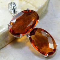 Ct 0154a pendentif pendant pierre taillee citrine orange madere argent 925 bijoux achat vente