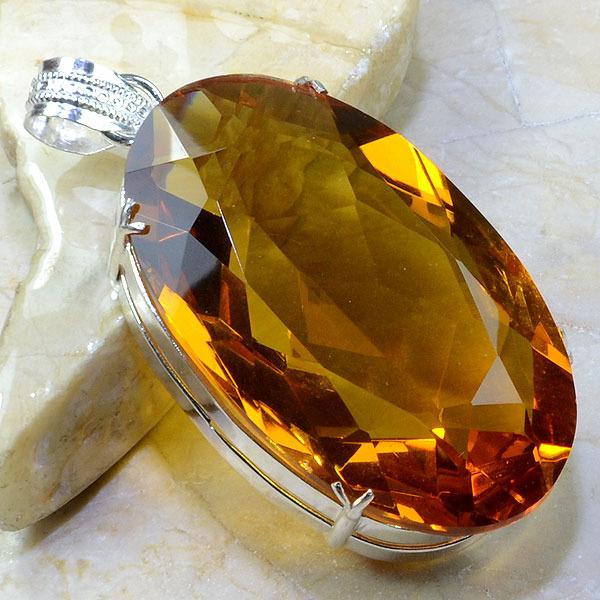 Ct 0160a pendentif pendant pierre taillee citrine orange madere argent 925 bijoux achat vente