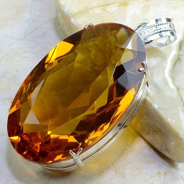 Ct 0160b pendentif pendant pierre taillee citrine orange madere argent 925 bijoux achat vente