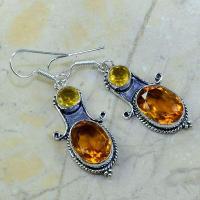 Ct 0161a boucles pendants oreilles citrine doree achat vente argent 925