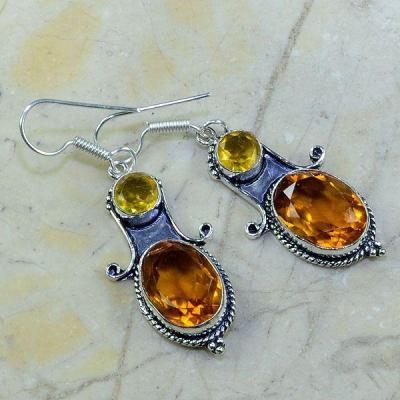 Ct 0161b boucles pendants oreilles citrine doree achat vente argent 925