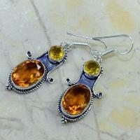 Ct 0161c boucles pendants oreilles citrine doree achat vente argent 925