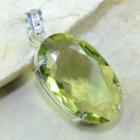 Ct 0177a pendentif pendant pierre taillee citrine lemon citron vert argent 925 bijoux achat vente