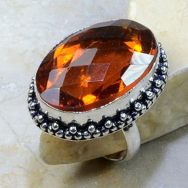 Ct 0198a bague t61 citrine madere orange argent 925 bijoux achat vente