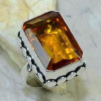 Ct 0218b bague t57 citrine madere orange argent 925 bijoux achat vente