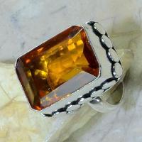 Ct 0218c bague t57 citrine madere orange argent 925 bijoux achat vente