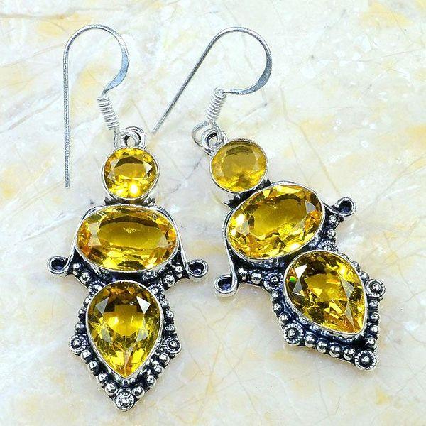 Ct 0268a boucles pendants oreilles citrine achat vente argent 925