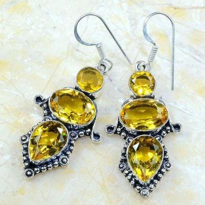 Ct 0268c boucles pendants oreilles citrine achat vente argent 925