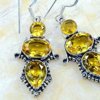 Ct 0268c boucles pendants oreilles citrine achat vente argent 925