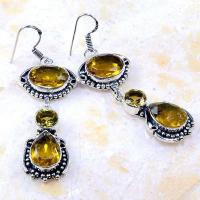 Ct 0273a boucles pendants oreilles citrine lemon doree achat vente argent 925