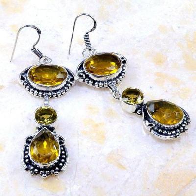 Ct 0273c boucles pendants oreilles citrine lemon doree achat vente argent 925