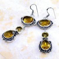 Ct 0273b boucles pendants oreilles citrine lemon doree achat vente argent 925