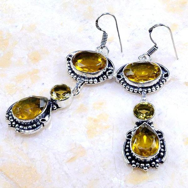 Ct 0273b boucles pendants oreilles citrine lemon doree achat vente argent 925