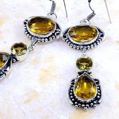 Mini boucles oreilles dormeuses pierre Citrine facettée argent 925