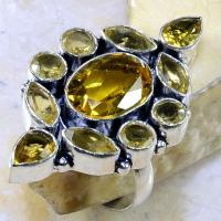 Ct 0281a bague t61 citrine lemon citron argent 925 bijoux achat vente