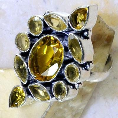 Ct 0281c bague t61 citrine lemon citron argent 925 bijoux achat vente