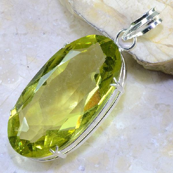 Ct 0325b pendentif pendant citrine lemmon citron vert lithotherapie bijoux achat vente