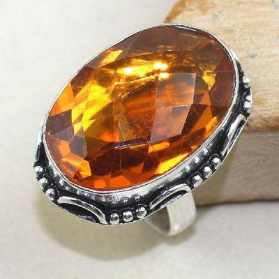 Ct 0350a bague chevaliere t58 citrine madere orange argent 925 bijoux achat vente