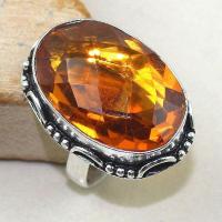 Ct 0350b bague chevaliere t58 citrine madere orange argent 925 bijoux achat vente