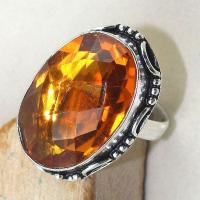 Ct 0350c bague chevaliere t58 citrine madere orange argent 925 bijoux achat vente