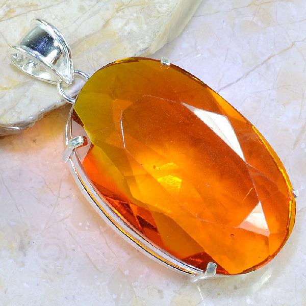 Ct 0353a pendentif pendant citrine orange doree lithotherapie argent 925 bijoux achat vente