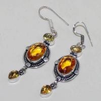 Ct 0367c boucles oreilles citrine lemon citron doree lithotherapie argent 925 bijoux achat vente