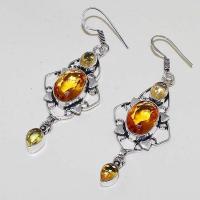 Ct 0368c boucles oreilles citrine lemon citron doree lithotherapie argent 925 bijoux achat vente