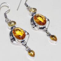 Ct 0371c boucles oreilles citrine lemon citron doree lithotherapie argent 925 bijoux achat vente