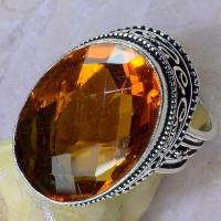 Ct 0392c bague chevaliere t57 citrine madere orange argent 925 bijoux achat vente