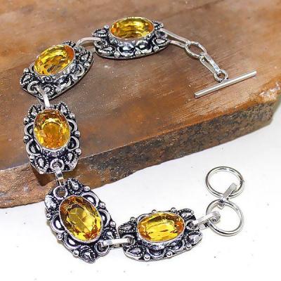 Ct 0407a bracelet citrine lemon citron doree argent 925 bijoux achat vente