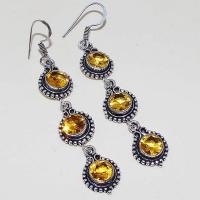 Ct 0408a boucles oreilles citrine lemon citron doree lithotherapie argent 925 bijoux achat vente