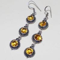 Ct 0408b boucles oreilles citrine lemon citron doree lithotherapie argent 925 bijoux achat vente