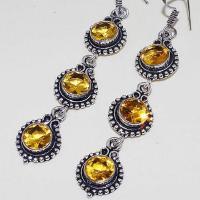 Ct 0408c boucles oreilles citrine lemon citron doree lithotherapie argent 925 bijoux achat vente