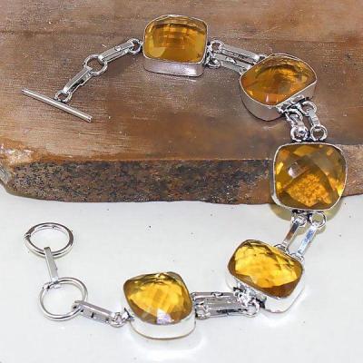 Ct 0409c bracelet citrine lemon citron doree argent 925 bijoux achat vente