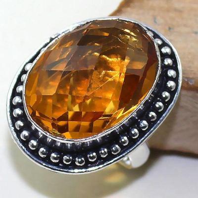 Ct 0418a bague chevaliere t59 citrine lemon doree medievale argent 925 bijoux achat vente