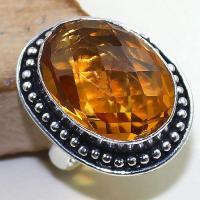 Ct 0418b bague chevaliere t59 citrine lemon doree medievale argent 925 bijoux achat vente