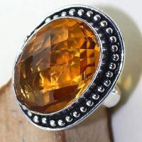 Ct 0418c bague chevaliere t59 citrine lemon doree medievale argent 925 bijoux achat vente