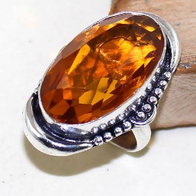 Ct 0425a bague chevaliere t57 citrine orange madere doree argent 925 bijoux achat vente