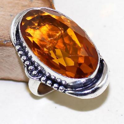 Ct 0425a bague chevaliere t57 citrine orange madere doree argent 925 bijoux achat vente