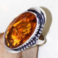 Ct 0425c bague chevaliere t57 citrine orange madere doree argent 925 bijoux achat vente